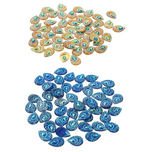 GARIOUANS 100 Stück Wasser tropfenförmige Flache Strasssteine Patches aus Resin in Gelb und Blau Dekorative DIY Schmuckverzierung für Kleidung Taschen Hochzeit und Handwerk von GARIOUANS