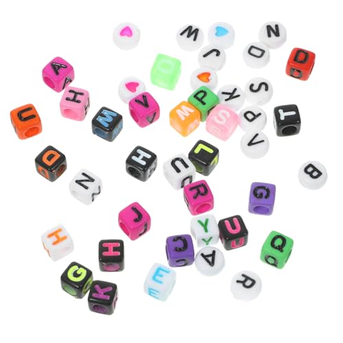 GARIOUANS 1080 Stück Teiliges Perlen mit Buchstaben Farbige Kunststoffperlen Glatte Oberfläche Vielseitig Einsetzbar als Armband Zubehör zum Basteln von Schmuck und DIY ketten von GARIOUANS