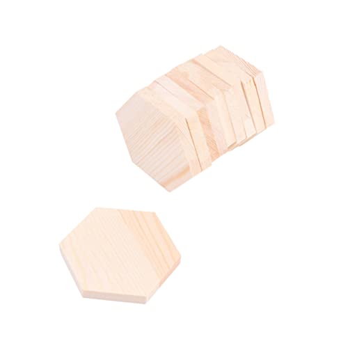 GARIOUANS 10Stücke Polygonale Holzblöcke Sechseckige Massivholzplatten für DIY Handwerk Kiefernholz zum Malen Zeichnen und Basteln von GARIOUANS