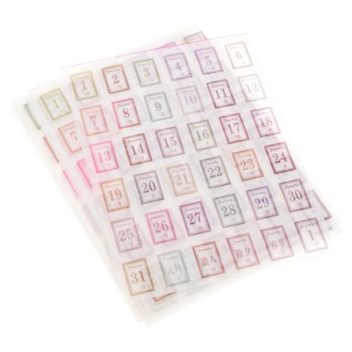 GARIOUANS 12 Blatt Tage Kalender Aufkleber Selbstklebende Planer Sticker für Notizbuch Scrapbook DIY Dekoration und Terminmarkierung in Farbverlauf von GARIOUANS