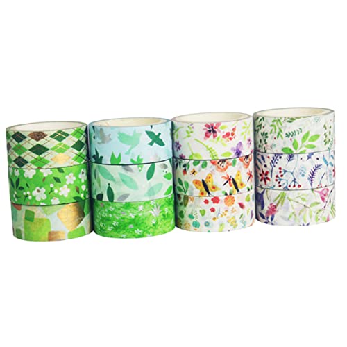 GARIOUANS 12 Rollen Blumenmuster Washi Tape Set Dekorative Klebebänder für Scrapbooking Journaling und DIY Projekte Einfach Anzuwenden Selbstklebend für Kreative Bastelideen von GARIOUANS