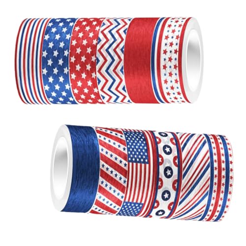 GARIOUANS 12 Rollen Klebeband für Unabhängigkeitstag Dekorative Washi Tapes mit Sternen und Streifen für DIY Scrapbooking und Bastelprojekte für Journals und Notizen GARIOUANS 12 Rollen Klebeband für Unabhängigkeitstag Dekorative Washi Tapes mit Sternen und Streifen für DIY Scrapbooking und Bastelprojekte für Journals und Notizen von GARIOUANS