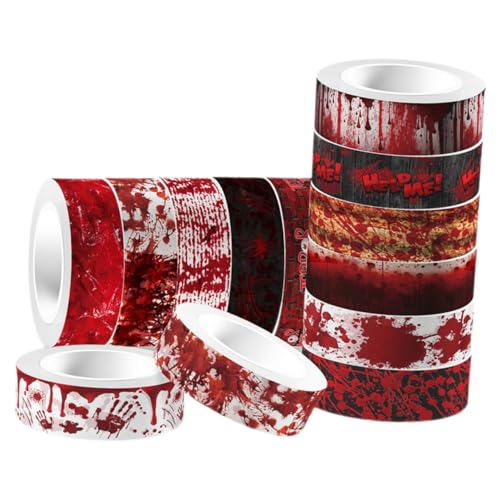GARIOUANS 12 Rollen Teiliges Halloween Washi Tape Blutrotes Transparentes Klebeband für Scrapbooking DIY Dekoration Langes Masking Tape für Handbücher Fotoalben Geschenkverpackung GARIOUANS 12 Rollen Teiliges Halloween Washi Tape Blutrotes Transparentes Klebeband für Scrapbooking DIY Dekoration Langes Masking Tape für Handbücher Fotoalben Geschenkverpackung von GARIOUANS