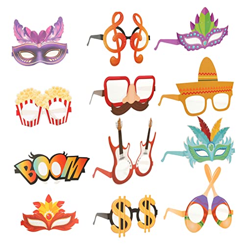 GARIOUANS 12 Stück Karneval Party Brillen aus Lustige Kostümbrillen für Festlichkeiten Leicht und Bequem für Fotos und Verkleidungen Farbenfrohe Accessoires von GARIOUANS