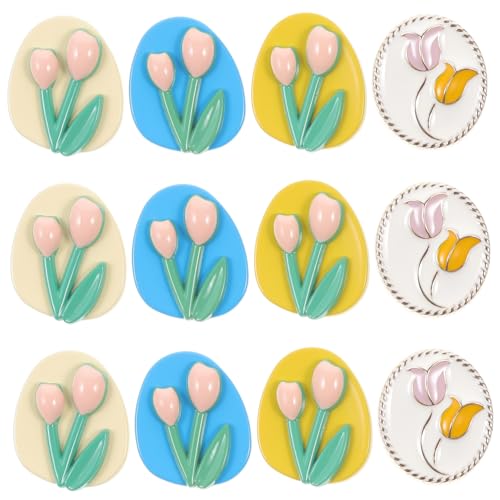 GARIOUANS 12 Stück Kreative Tulpenform Knöpfe Legierung Kleine DIY Metallknöpfe für Kleidung Basteln Scrapbooking für und Dekoration von GARIOUANS
