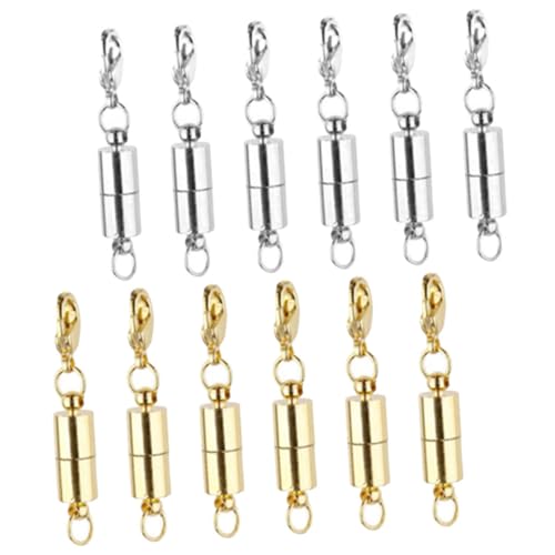 GARIOUANS 12 Stück Magnetische Verschlüsse für Schmuck Gold und Silber für Armband und Halskette DIY Einfach zu Verwenden mit Praktischem Karabinerverschluss von GARIOUANS