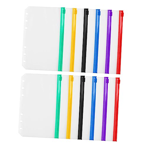GARIOUANS 12 Stück PVC Reißverschlusstaschen Farben Schwarz Rot Grün Gelb Blau Dokumentenaufbewahrung für Büro Schule Reisen Durchsichtige Organizer mit Zipper von GARIOUANS