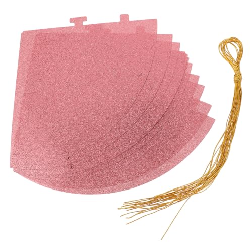 GARIOUANS 12 Stück Teiliges Glitter Dreieck Partyhüte für Geburtstag Shower Pinke Kunststoff Geburtstagsmützen mit Glitzereffekt für Klassenraum Dekoration und von GARIOUANS