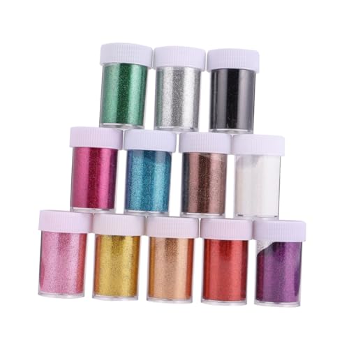 GARIOUANS 12 Stück Teiliges Glitter puder für Nageldesign Schimmernde Pailletten in Farben Ungiftiges Nagelglitzer Pulver Vielseitig Einsetzbar für Kreative Nail Art und Bastelprojekte von GARIOUANS