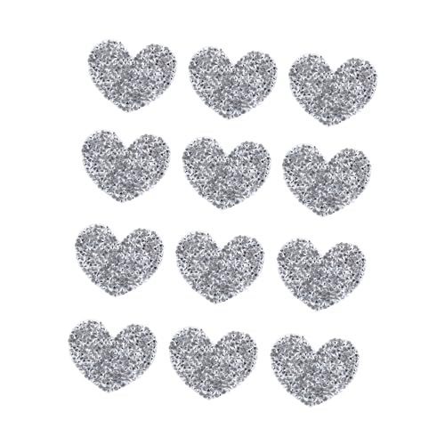 GARIOUANS 12 Stück Teiliges Herzförmige Strass Bügelflicken Patches zum Aufbügeln Kleidung Reparatur Dekoration Glänzende Applikationen für Jacken Rucksäcke DIY Zubehör von GARIOUANS