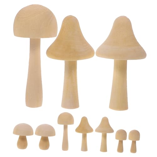 GARIOUANS 12 Stück Teiliges Holzpilz deko Naturbelassene Mini pilzfiguren in Verschiedenen DIY holzpilze für Bastelprojekte Garten Wohnraumdekoration von GARIOUANS