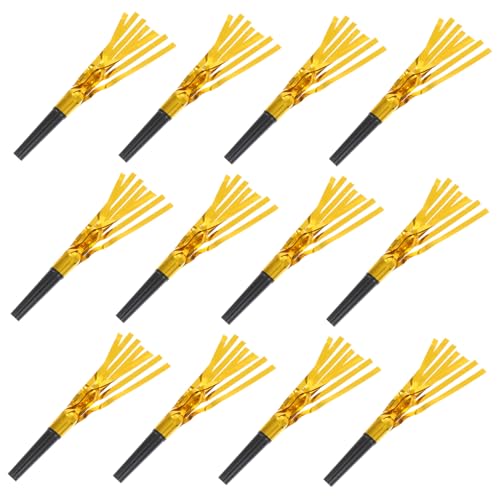 GARIOUANS 12 Stück Teiliges Partytröten mit Schwarzem Rohr und Goldenen Fransen Laute Anfeuerungs Pfeifen für Neujahrsfeiern Sichere Materialien Vielseitig Einsetzbar für Unvergessliche von GARIOUANS