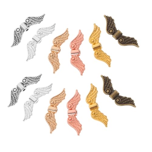 GARIOUANS 120 Stück Teiliges Flügel anhänger Spacer Perlen für DIY Schmuckherstellung Engelsflügel Charms in Farben Freundschaftsarmband Halsketten Zubehör zum Auffädeln und Basteln von GARIOUANS