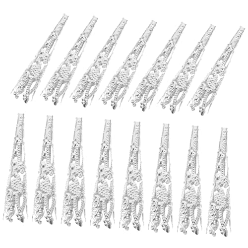 GARIOUANS 120 Stück Trompetenblumen Perlenkappen für DIY Schmuckherstellung Endkappen für Armbänder und Ohrringe Praktische Perlenseparatoren Silberfarbene Kappen von GARIOUANS