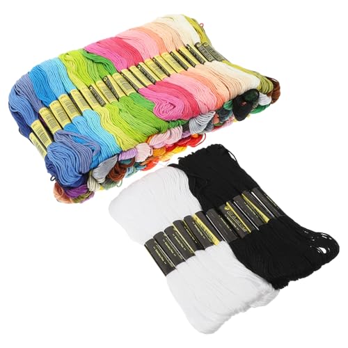 GARIOUANS 124 Stück Teiliges DIY Stickgarn Bunte Fäden Plus Schwarze und Weiße Hochwertiges Baumwoll Stickgarn für Handarbeiten Kreuzstich und Nähprojekte für Anfänger und Bastelfans von GARIOUANS