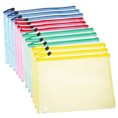 GARIOUANS 12Stücke Transparente Dokumententaschen Wasserdichte Organizer für Büroakten Leichte Mehrzweck Aufbewahrungstaschen mit Reißverschluss für Schreibwaren und Kleine von GARIOUANS