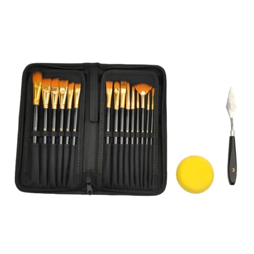 GARIOUANS 15 Stück Teiliges Acrylfarben Pinsel Set mit Verschiedenen und Formen Synthetische Borsten für Gleichmäßiges Auftragen Vielseitig für Öl Acryl und Aquarellmalerei Inklusive von GARIOUANS