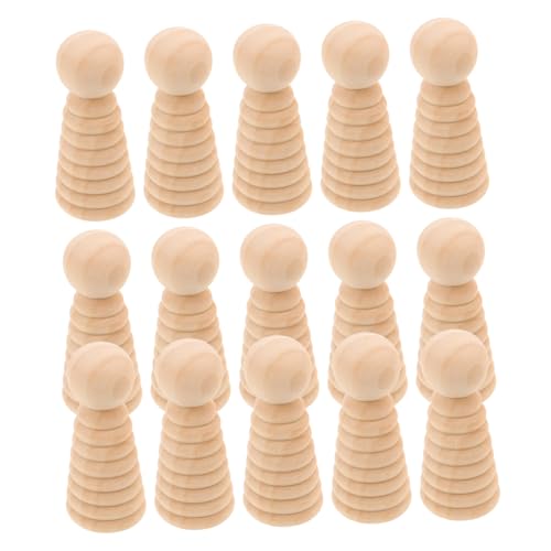 GARIOUANS 15 Stück Teiliges Naturbelassene Holzfiguren zum Bemalen Kleine Handliche Steckpuppen aus Holz für DIY Bastelprojekte Gruppenaktivitäten und Kreative Kinderbeschäftigung von GARIOUANS