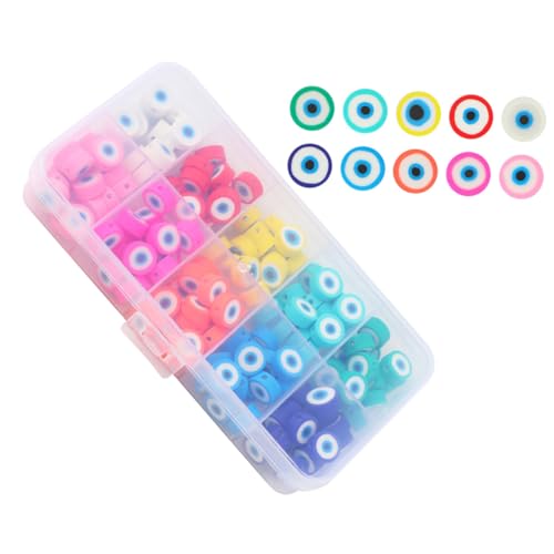GARIOUANS 150 Stück Teiliges Evil Eye Perlen Bunte DIY Bastelperlen aus Weichem Polymer Kleine Schmuckperlen zum Auffädeln für Armbänder Halsketten Haarbänder und Kreative von GARIOUANS