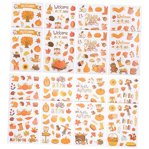 GARIOUANS 16 Blatt Thanksgiving Fensteraufkleber Teiliges Selbstklebende Herbstdeko für Glaswände und Fenster Wiederverwendbare Partydeko Festliche Wandtattoos für Thanksgiving Feier von GARIOUANS