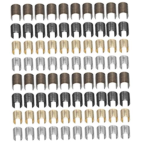 GARIOUANS 160 Stück Lederseil Clips Zylindrische Crimp Verschlüsse für Quasten Fastener Gold Silber Gunmetal und Antikbronzefarben für DIY Schmuck und Taschenzubehör von GARIOUANS