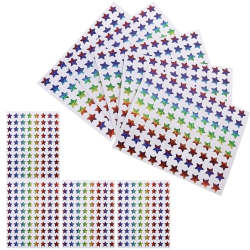 GARIOUANS 18 Blatt Bunte Packung Selbstklebende Sterne Aufkleber Ästhetische DIY Dekoration für Laptop Notizbuch und Scrapbook Einfache Anwendung ohne Rückstände von GARIOUANS