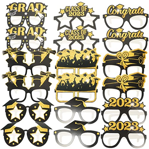 GARIOUANS 18 Stück Abschlussbrille Teiliges Lustige Foto Requisiten für Abschlussfeiern Leichte Pappbrillen zur Dekoration Accessoires für Unvergessliche bei Partys von GARIOUANS