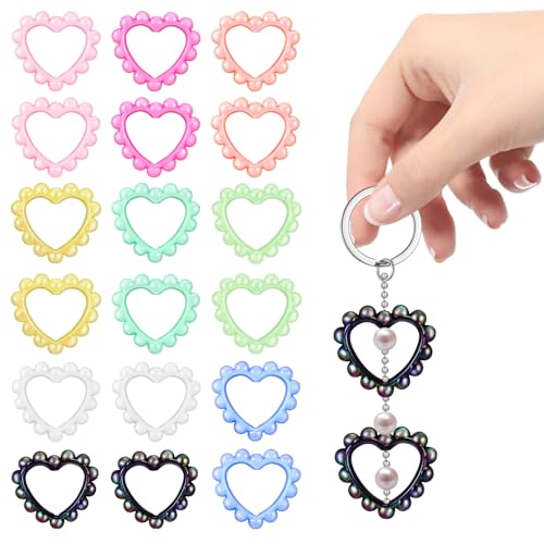 GARIOUANS 18 Stück Herz Acryl Rahmen Beadbare Ornamente für Schmuckherstellung Diy Zubehör für Armbänder Schlüsselanhänger und Mehr von GARIOUANS