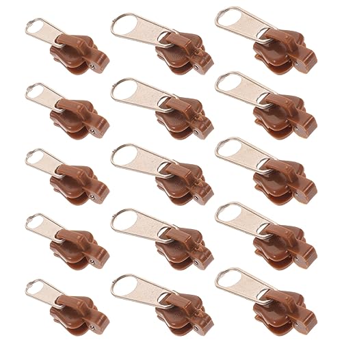 GARIOUANS 18 Stück Teiliges Reißverschluss Reparaturset mit Langlebige Kunststoff zipperköpfe in Braun Ersatz zipper slider für Jacken Taschen Koffer und Kleidung Einfach zu Montieren von GARIOUANS