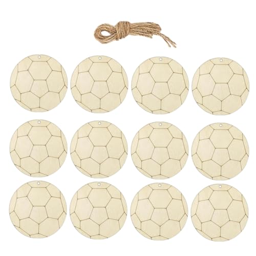 GARIOUANS 1Satz Holzscheiben DIY Holz Ausschnitte Unvollendete Fußball Form Bastelmaterialien für Partydekorationen und für Projekte von GARIOUANS