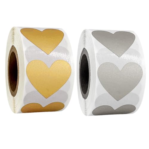 GARIOUANS 2 Rollen Herzförmige Selbstklebende Kratzaufkleber Roségold Silber DIY Scratch Off Sticker für Spiele Überraschungskarten Party Geschenkverpackung Je von GARIOUANS