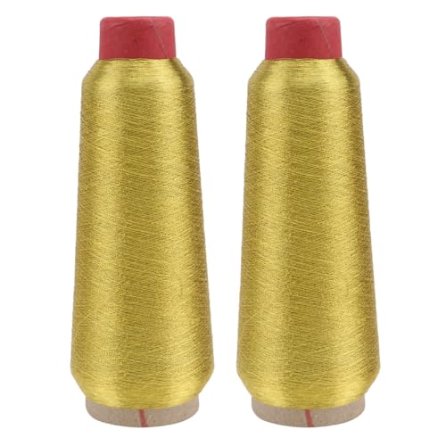 GARIOUANS 2 Rollen Metallic Maschinenstickgarn in Gold Hochwertige Nähmaschine Ziergarn für Diy Projekte Kreuzstich Armbänder und Handarbeiten für Vielseitige Nähanwendungen von GARIOUANS