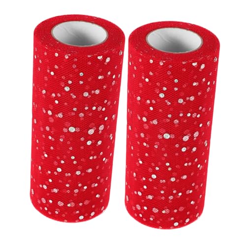 GARIOUANS 2 Rollen -Pailletten-Netzrolle Verpackungsband valentinstag bänder glitzernder Stoff Nähtüll für Glitzerband Feiertagsband mit Draht Bänder für Handwerk Polyester rot GARIOUANS 2 Rollen -Pailletten-Netzrolle Verpackungsband valentinstag bänder glitzernder Stoff Nähtüll für Glitzerband Feiertagsband mit Draht Bänder für Handwerk Polyester rot von GARIOUANS