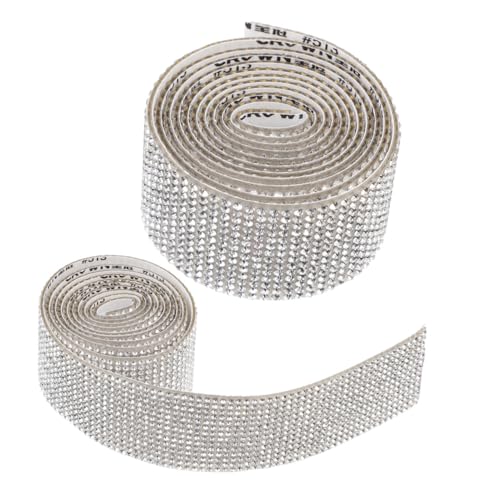 GARIOUANS 2 Rollen Selbstklebendes Strassband Breit DIY Rhinestone Tape für Textilien Dekoration Basteln Schmuckaufnäher Silbern Haushalt Rhinestone Supplies von GARIOUANS