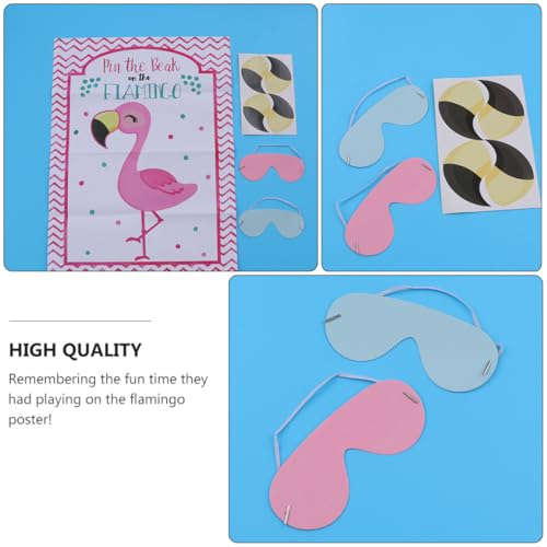 GARIOUANS 2 Sätze Flamingo Party Sticker Spiel mit Augenbinde Pin The Beak Flamingo Wanddekoration für Geburtstags Schulfeiern von GARIOUANS