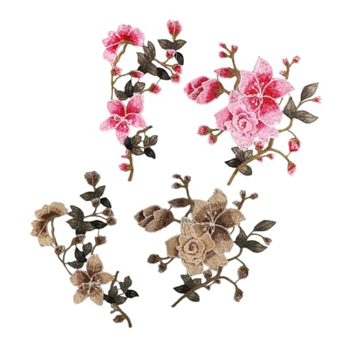 GARIOUANS 2 Sätze Stickerei Aufnäher Blumenmotive Nähbare Applikationen zum Reparieren und Verzieren von Kleidung Jeans Röcken und Rucksäcken Weiches Material Praktisch für DIY Näharbeiten von GARIOUANS