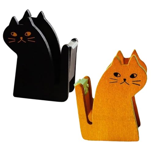 GARIOUANS 2 Stück Adorable Katzen Tape Abroller Kreative und Praktische Klebeband Halter Retro Holzdesign Schwarz Gelb für Büro Schule und Bastelprojekte GARIOUANS 2 Stück Adorable Katzen Tape Abroller Kreative und Praktische Klebeband Halter Retro Holzdesign Schwarz Gelb für Büro Schule und Bastelprojekte von GARIOUANS