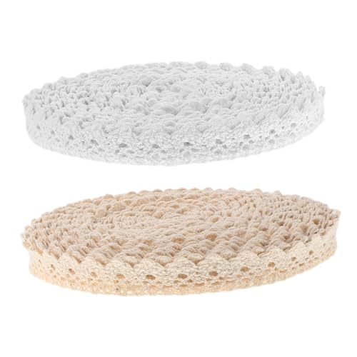 GARIOUANS 2 Stück Baumwollspitzenband mit floralem Muster Vintage Häkelspitze Weiche Baumwollborte zum Nähen Basteln Geschenkverpackung Breit Meterware GARIOUANS 2 Stück Baumwollspitzenband mit floralem Muster Vintage Häkelspitze Weiche Baumwollborte zum Nähen Basteln Geschenkverpackung Breit Meterware von GARIOUANS