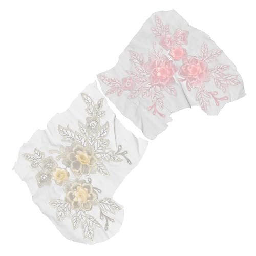 GARIOUANS 2 Stück Blumen Spitzen Applikationen Handgefertigt Bunte Kleidung Patches Für DIY Personalisierung Rosa Champagnerfarben GARIOUANS 2 Stück Blumen Spitzen Applikationen Handgefertigt Bunte Kleidung Patches Für DIY Personalisierung Rosa Champagnerfarben von GARIOUANS