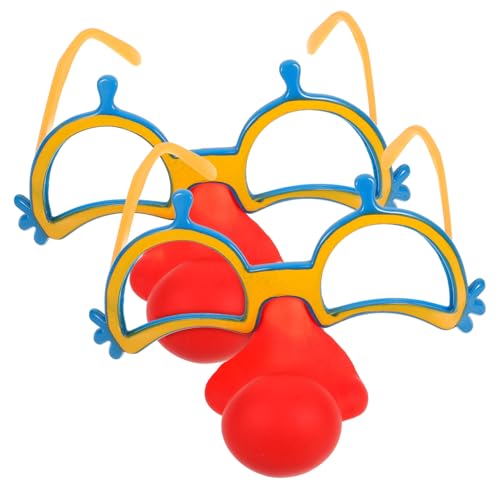 GARIOUANS 2 Stück Clown Brille mit Lustiger Nase Kostüm Accessoires für Partys und Cosplay Unisex Brille für Foto Requisiten Leicht und Bequem Zufällige Rahmenfarbe Zufällige von GARIOUANS