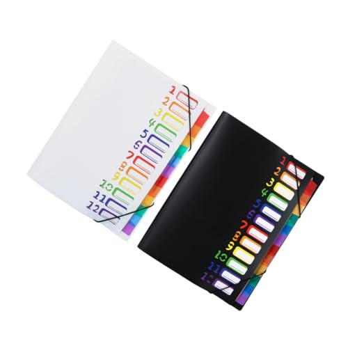 GARIOUANS 2 Stück Expanding File Folder Fächer Fächermappe aus Robustem PP Mehrfarbige Dokumentenmappe für Büro und Studenten Praktische Organisationslösung in Schwarz und Weiß von GARIOUANS