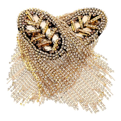 GARIOUANS 2 Stück Goldene Quasten Schulterklappen mit Strasssteinen Metall Epauletten Schmuck für Kostüm und DIY Modische Schulterdekoration für Anzüge und Uniformen von GARIOUANS