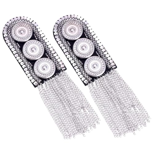 GARIOUANS 2 Stück Metall Epauletten mit Quasten Ketten Modische Schulterklappen Abzeichen Langlebige Stilvolle Kostüm Accessoires für Herren Uniformen und Partys GARIOUANS 2 Stück Metall Epauletten mit Quasten Ketten Modische Schulterklappen Abzeichen Langlebige Stilvolle Kostüm Accessoires für Herren Uniformen und Partys von GARIOUANS
