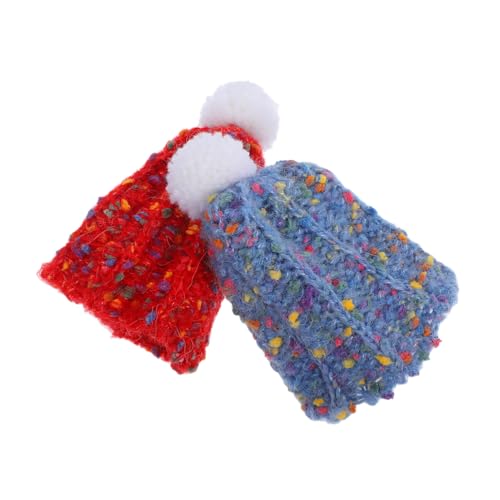 GARIOUANS 2 Stück Puppenwollmütze Winzige Strickmützen Bärenmütze Minimützen Zum Basteln Miniatur Strickmütze Für Puppen Winzige Mützen Zum Basteln Flauschige Beanie Mini von GARIOUANS