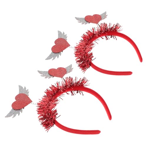 GARIOUANS 2 Stück Stirnband Haarzubehör Zum Valentinstag Valentinstag-kostümzubehör Valentinstag Zubehör Valentinstag Haarband Requisiten Für Party-fotoautomaten Herz Kopfbedeckung Stoff Rot von GARIOUANS