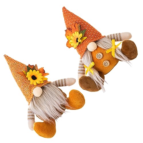 GARIOUANS 2 Stück Teiliges Erntedankfest Gnom Deko mit Sonnenblume Handgefertigte Herbst Zwerg Puppe Sichere PP Baumwolle Thanksgiving Tisch und Wohnraumdekoration von GARIOUANS