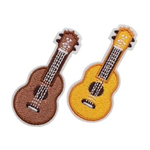 GARIOUANS 2 Stück Teiliges Kreative Gestickte Gitarren Patches zum Aufnähen Einzigartige Applikationen für Kleidung Taschen Jeans DIY Bastelprojekte Dekorative Textilflicken in Gelb und von GARIOUANS