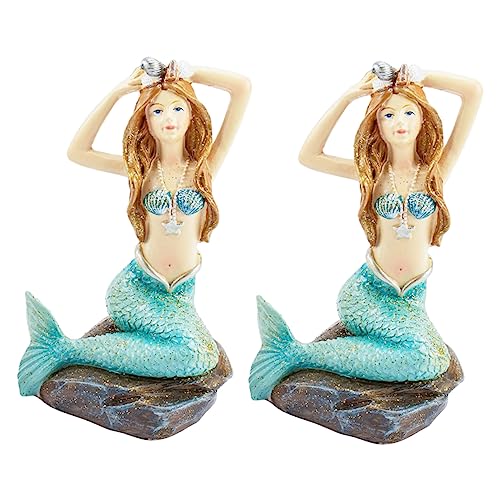 GARIOUANS 2 Stück Teiliges Meerjungfrau Aquarium Ornament aus Hochwertigem Resin Realistische Fischbecken Dekoration Langlebige und Pflegeleichte Meeresfigur für Teich und GARIOUANS 2 Stück Teiliges Meerjungfrau Aquarium Ornament aus Hochwertigem Resin Realistische Fischbecken Dekoration Langlebige und Pflegeleichte Meeresfigur für Teich und von GARIOUANS