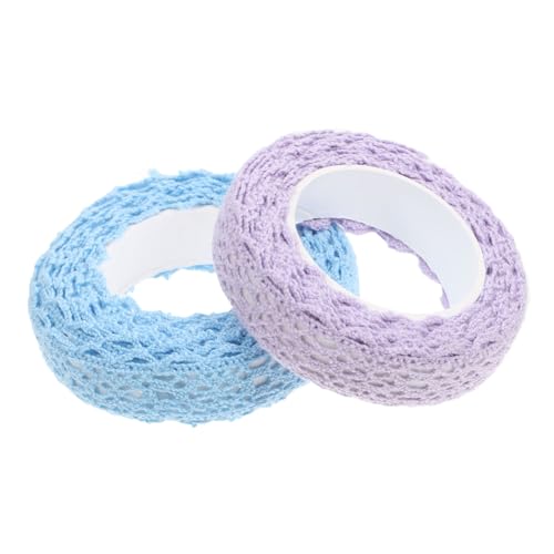 GARIOUANS 2 Stück Teiliges Spitzenband Set aus Baumwollfaden Weiches DIY Bastelband für Scrapbooking Vielseitig Verwendbares Selbstklebendes Spitzenklebeband in Blau und Helllila für von GARIOUANS