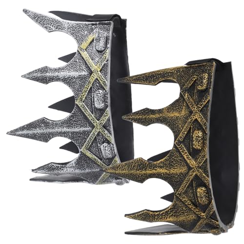 GARIOUANS 2 Stück Vintage Herren Krone aus PU Material Teiliges mit Mittelalterlicher Königskrone Antik Gold und Silber und Langlebig für Halloween Theater Cosplay Abschlussball und von GARIOUANS